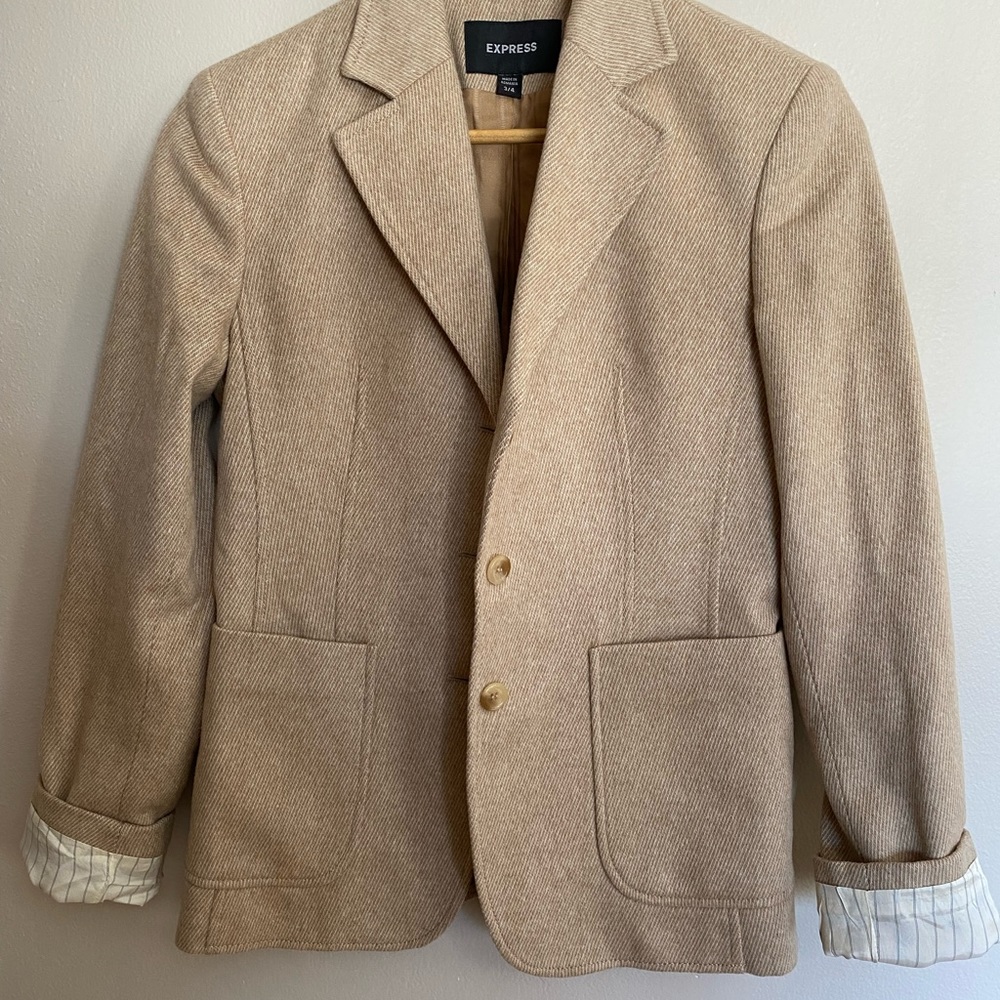 Express wool tan blazer